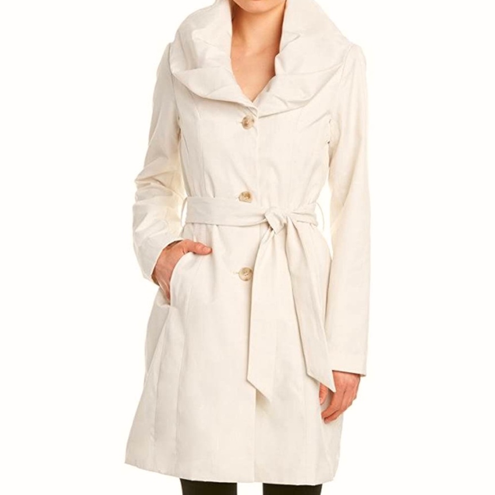 T TAHARI Belted Shawl Collar Trenchcoat